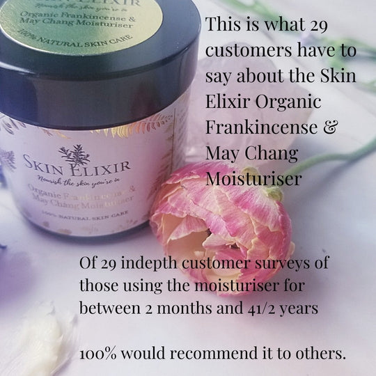 5* Reviews for the Skin Elixir Organic Frankincense & May Chang Moisturiser - Skin Elixir UK